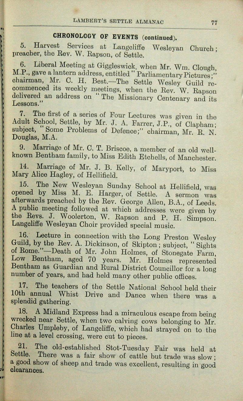 Settle Almanac 1914 - p77.JPG - Lambert's Settle Almanac 1914 - p77 - Chronology of Events